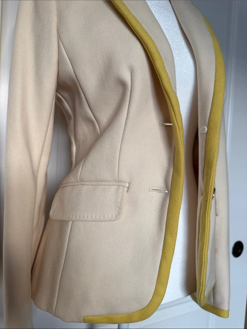 J. Crew Cream Blazer with Mustard Trim Size S